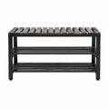 Schuhregal mit Sitzbank Schwarz Bambus rechteckig 80 x 30 x 50 cm