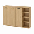 Schuhschrank mit 3 Türen und 4 offenen Fächern Eichefarben Spanplatte rechteckig 120 x 35 x 100 cm