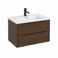 Waschtischunterschrank Set Dunkelbraun MDF Rechteckig mit Keramikwaschbecken 80 x 46 x 55 cm
