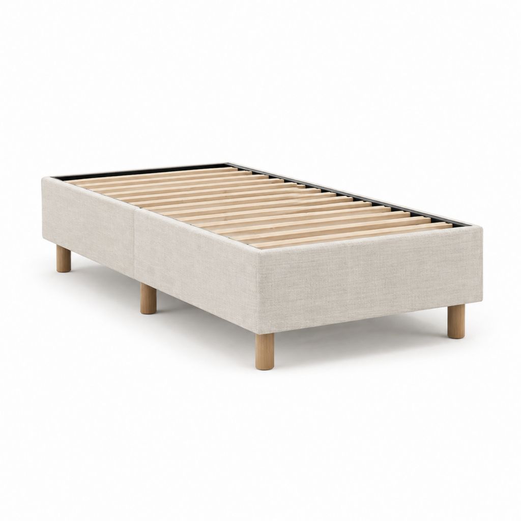 Polsterbettgestell mit Lattenrost Creme Polyester Rechteckig 90 x 200 cm