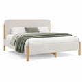 Polsterbett Doppelbett Beige mit Polyesterbezug und Massivholzgestell 160 x 200 cm