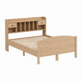 Doppelbett Bettgestell Eiche natur Spanplatte rechteckig mit Stauraum und Lattenrost 140 x 200 cm