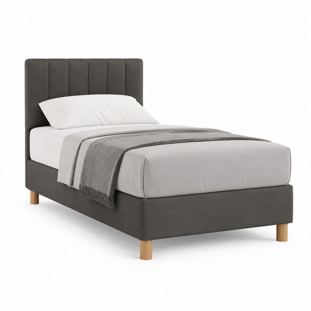 Polsterbett Einzelbett Dunkelgrau Polyester Rechteckig 90 x 200 cm