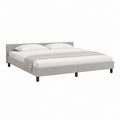 Polsterbett Doppelbett Hellgrau mit Polyesterbezug und gepolstertem Kopfteil 180 x 200 cm