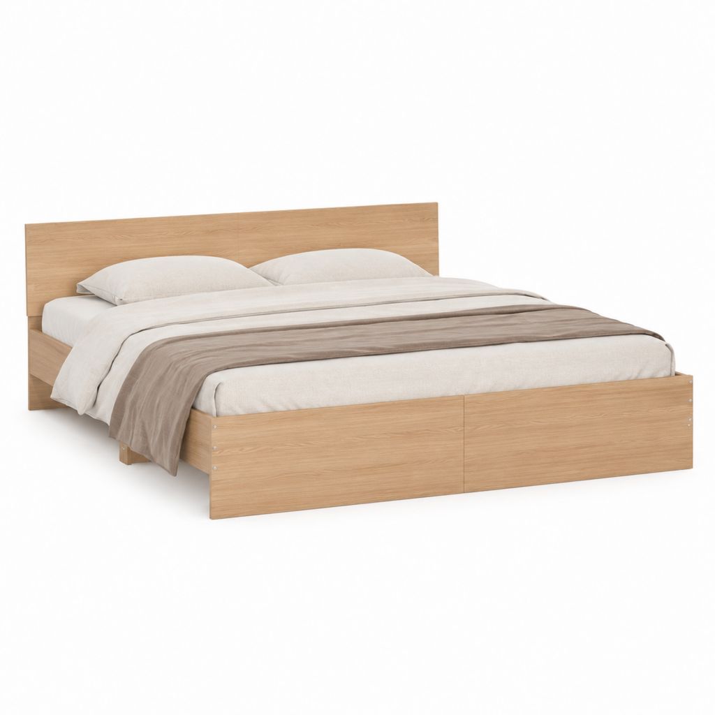 Doppelbett Bettgestell Eiche Natur aus melaminharzbeschichteter Spanplatte rechteckig 160 x 200 cm