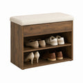 Schuhschrank Sitzbank Dunkelbraun Spanplatte mit Polyesterpolster 80 x 35 x 50 cm