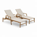 2er Set Gartenliegen verstellbar beige aus Eukalyptus-Massivholz mit Polyesterbespannung 200 x 70 x 35 cm