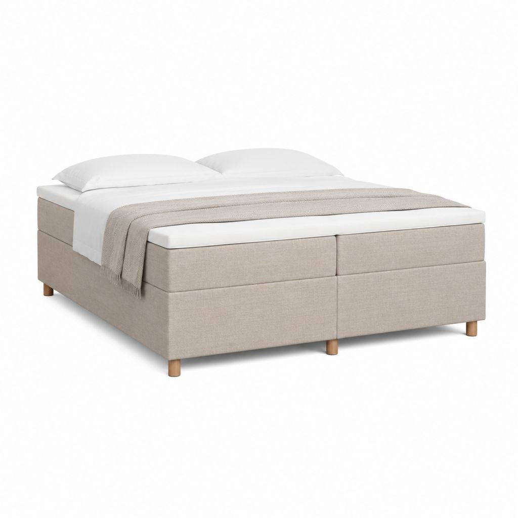 Boxspringbett 180 x 200 cm Beige Polyester Rechteckig
