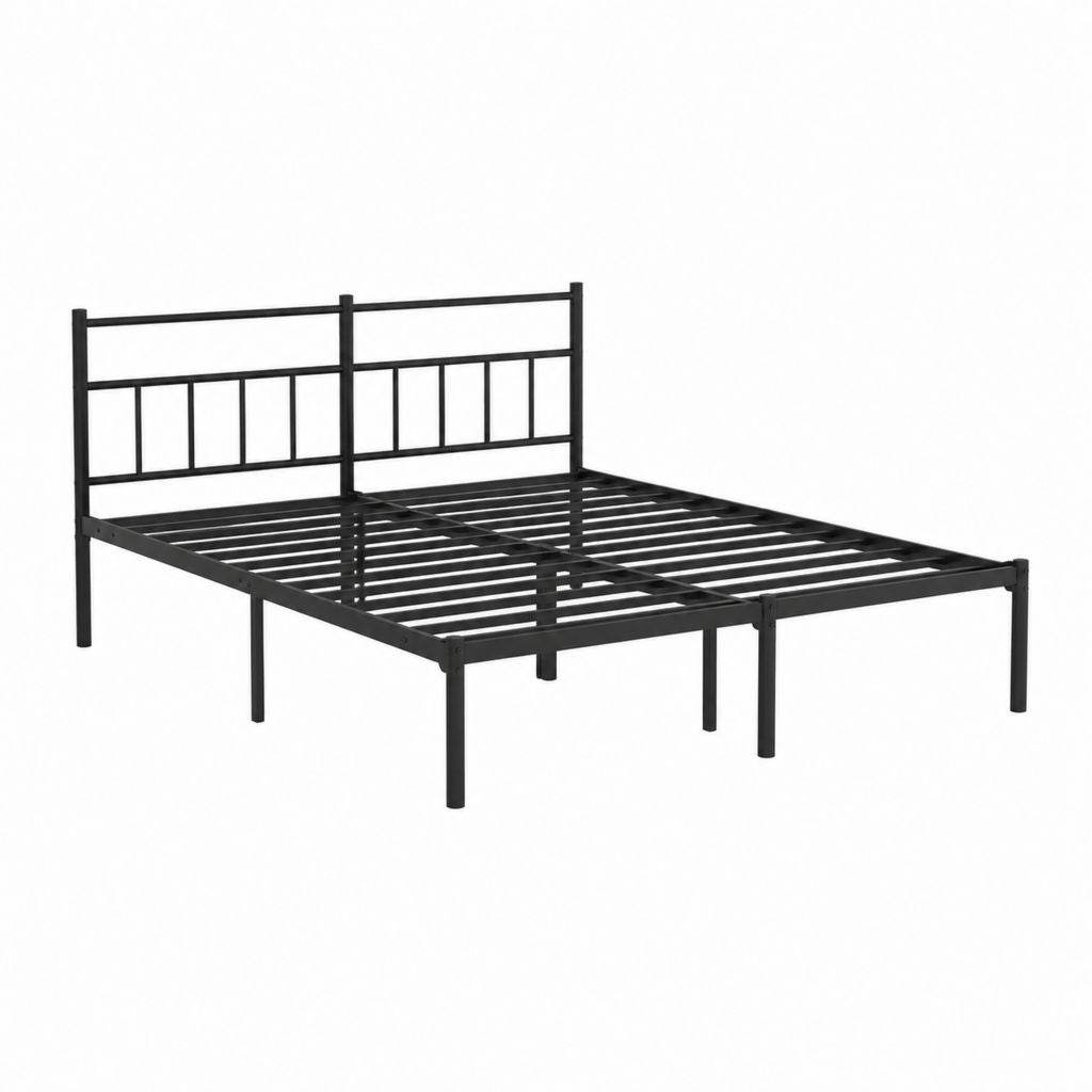 Metallbett Bettgestell Schwarz aus pulverbeschichtetem Stahl 140 x 200 cm